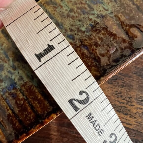 Two Vintage Pier 1 Ceramic Tea Light Candle Holders With Textured Blue Green & R - Picture 6 of 8